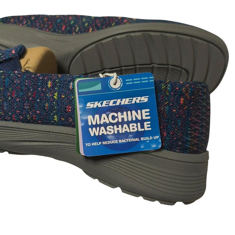 Skechers Relaxed Fit Slip On Sneakers Womens 9.5 Navy Multi Air Cooled Memory